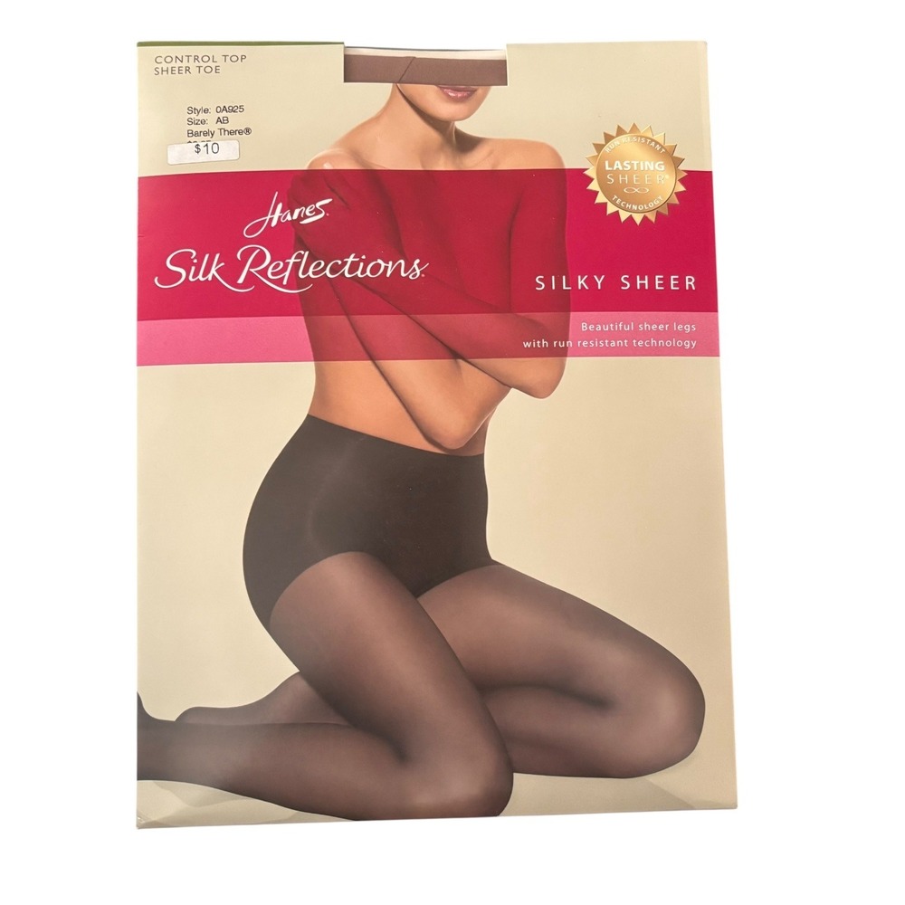Hanes‎ Silk Reflections Silky Sheer Control Top Pantyhose Barely There Size AB